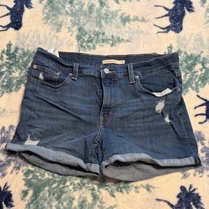 Levi's Blue Distressed Jean Shorts
